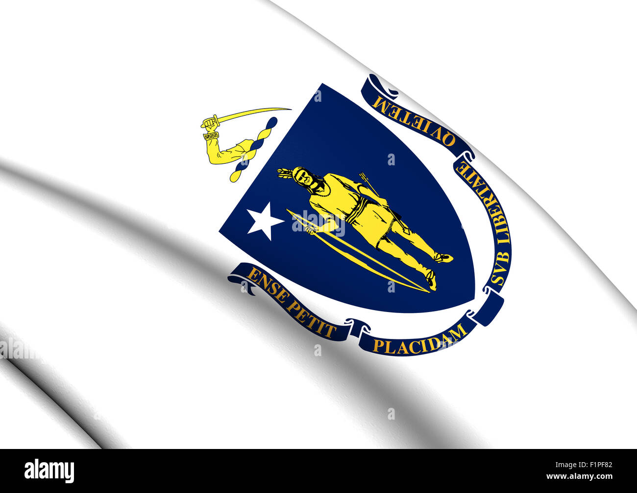 Drapeau de la 3D dans le Massachusetts, aux États-Unis. Close Up. Banque D'Images