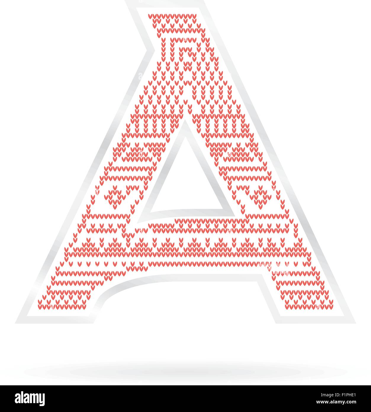 L'étiquette avec la lettre A. tricoté rouge Vector illustration Illustration de Vecteur