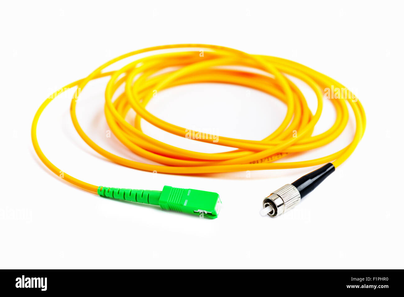 Cordon Fibre optique câbles plus pathcord blanc Banque D'Images