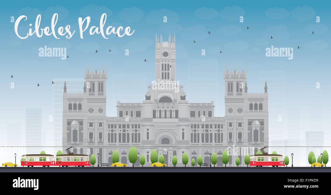 Cibeles Palace (Palacio de Cibeles), Madrid, Espagne. Il a été le foyer de la correspondance postale et Museum jusqu'en 2007. Illustra vecteur Illustration de Vecteur