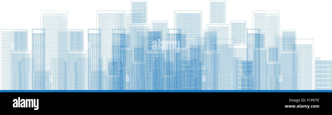 Contours gratte-ciel en bleu Vector illustration Illustration de Vecteur