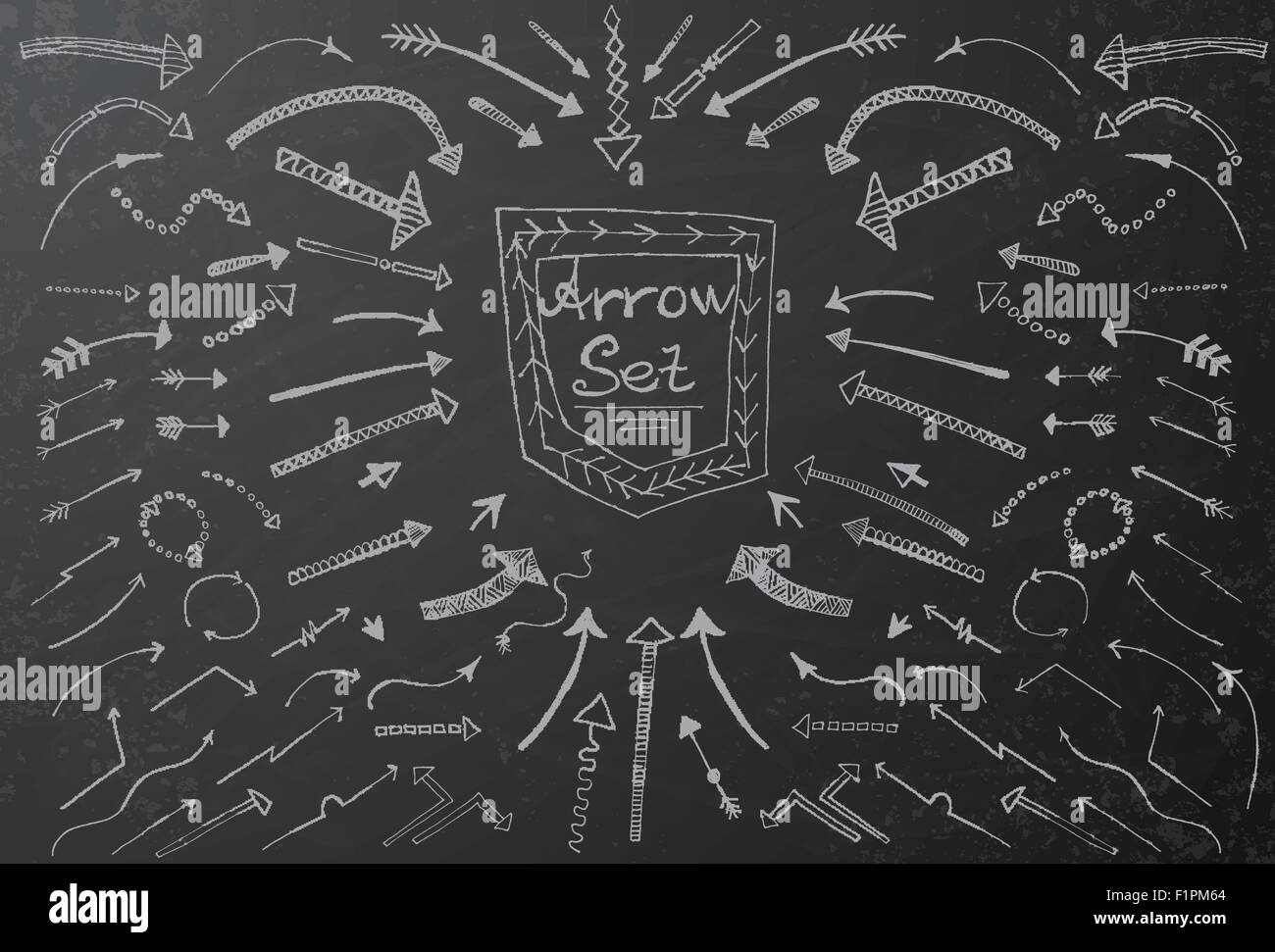 Flèche à la main icons set sur noir tableau. Vector Illustration Illustration de Vecteur