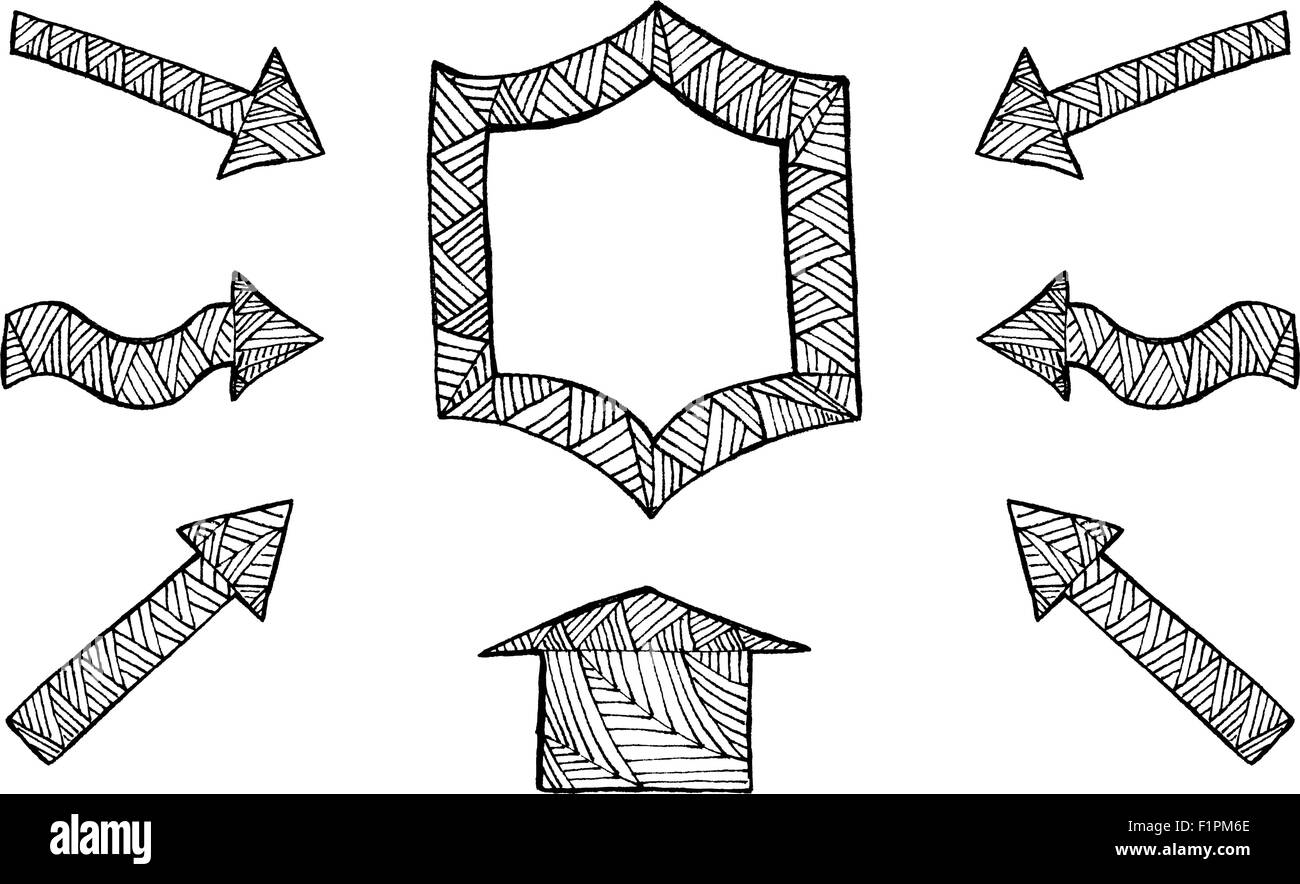 Collection de flèches dessiné à la main sur fond blanc Vector illustration Illustration de Vecteur