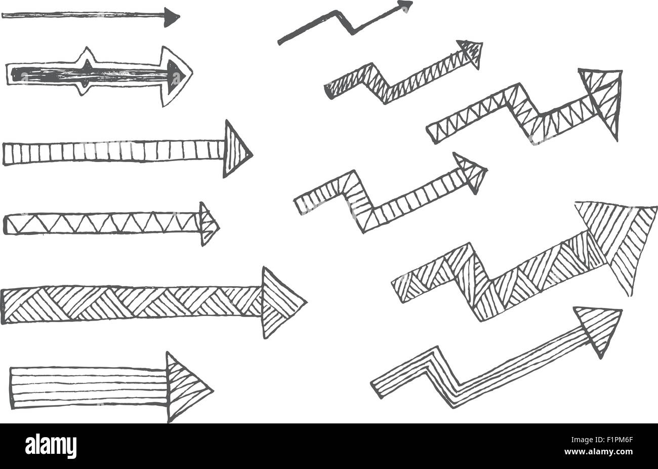Collection de flèches dessiné à la main sur fond blanc Vector illustration Illustration de Vecteur