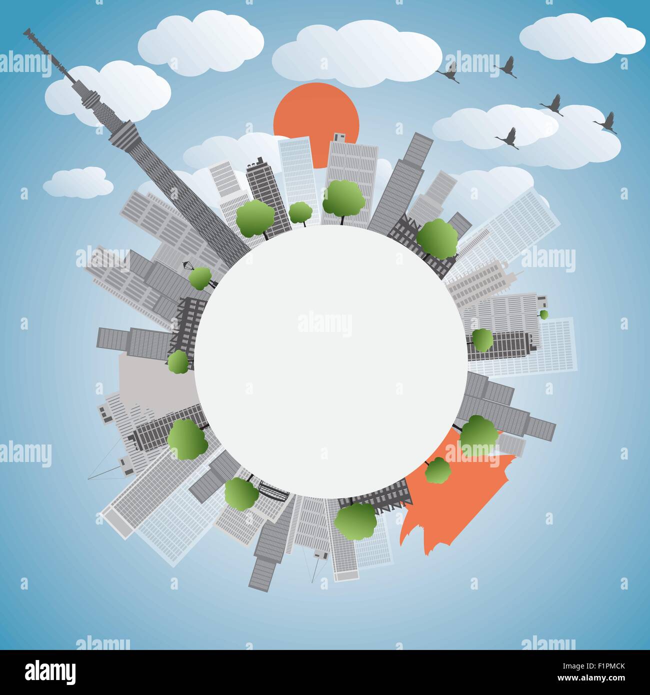 Toits de Tokyo avec des gratte-ciel et sun Vector illustration Illustration de Vecteur