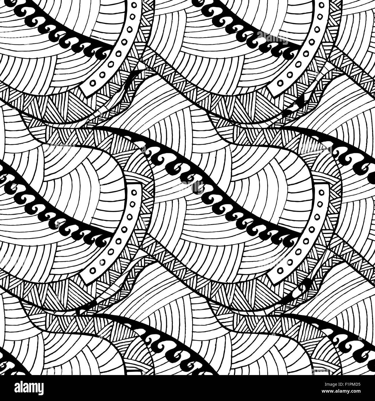 Modèle sans couture avec vague, triangle et ligne Vector illustration en noir et blanc couleur Illustration de Vecteur