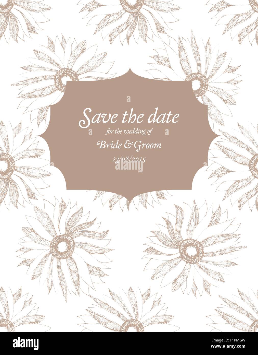 Enregistrer la date de la carte d'invitation de mariage avec fleur Vector illustration Illustration de Vecteur