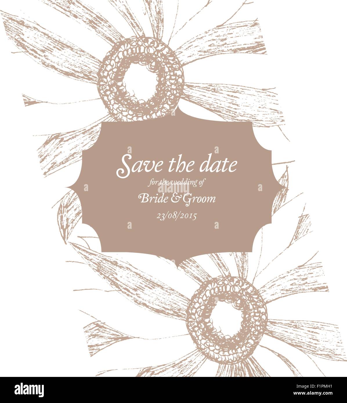 Enregistrer la date de la carte d'invitation de mariage avec fleur Vector illustration Illustration de Vecteur
