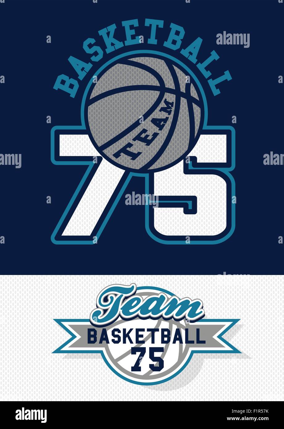 L'équipe de basket-ball imprimer avec petit logo correspondant. Illustration de Vecteur