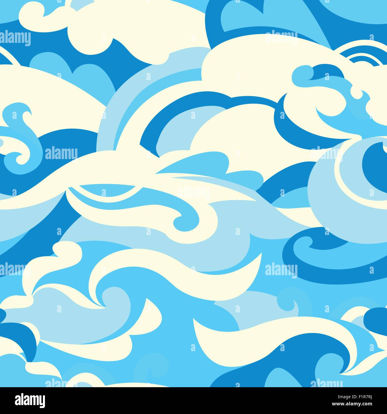 Les vagues de surf tropical graphique dans un modèle sans couture . Illustration de Vecteur