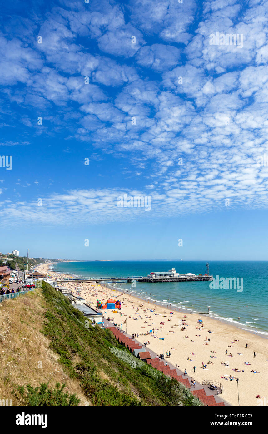 La plage et de la jetée de Bournemouth, Dorset, England, UK Banque D'Images