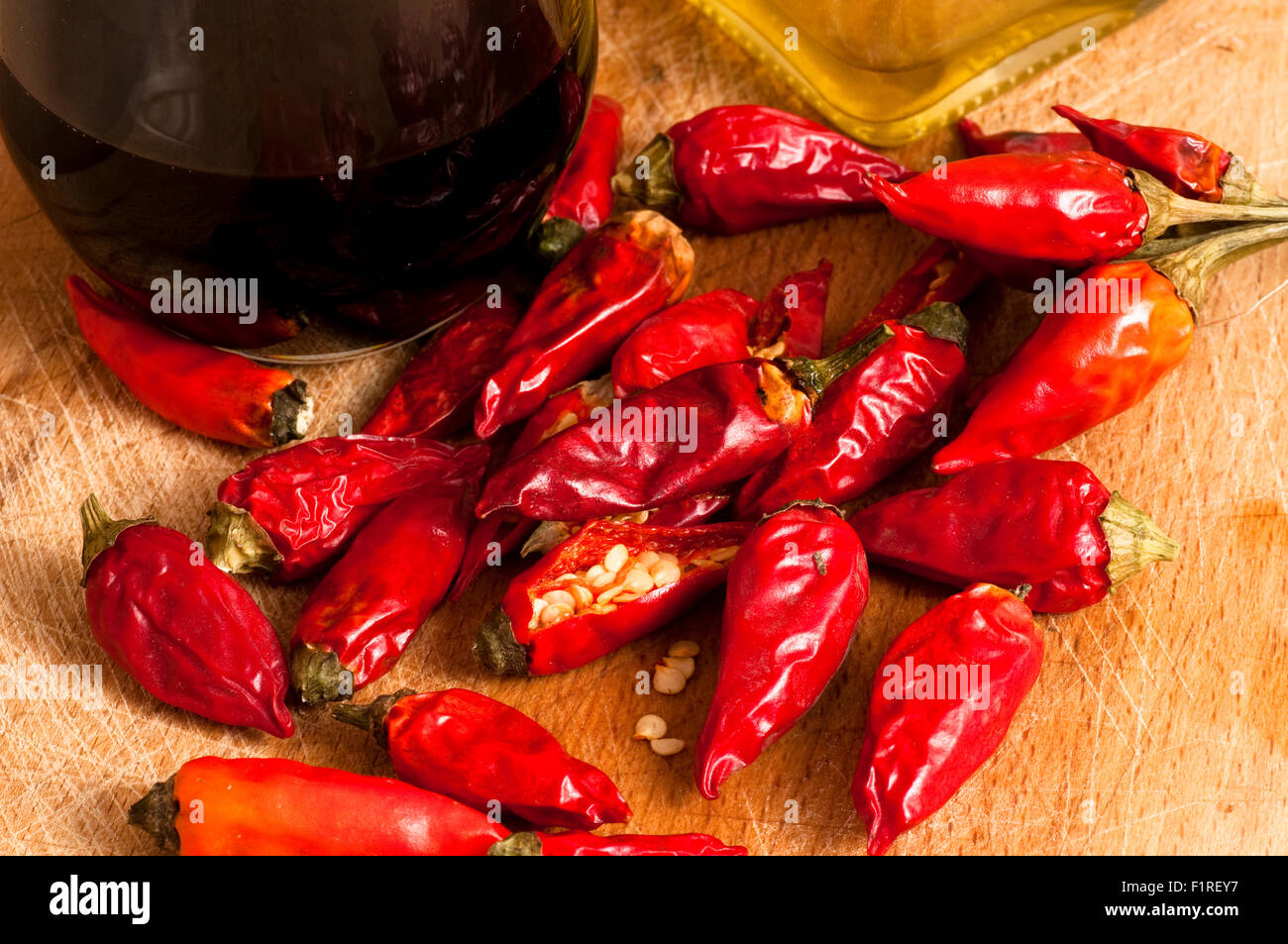 Red Hot Chili Peppers et d'huile d'olive Banque D'Images