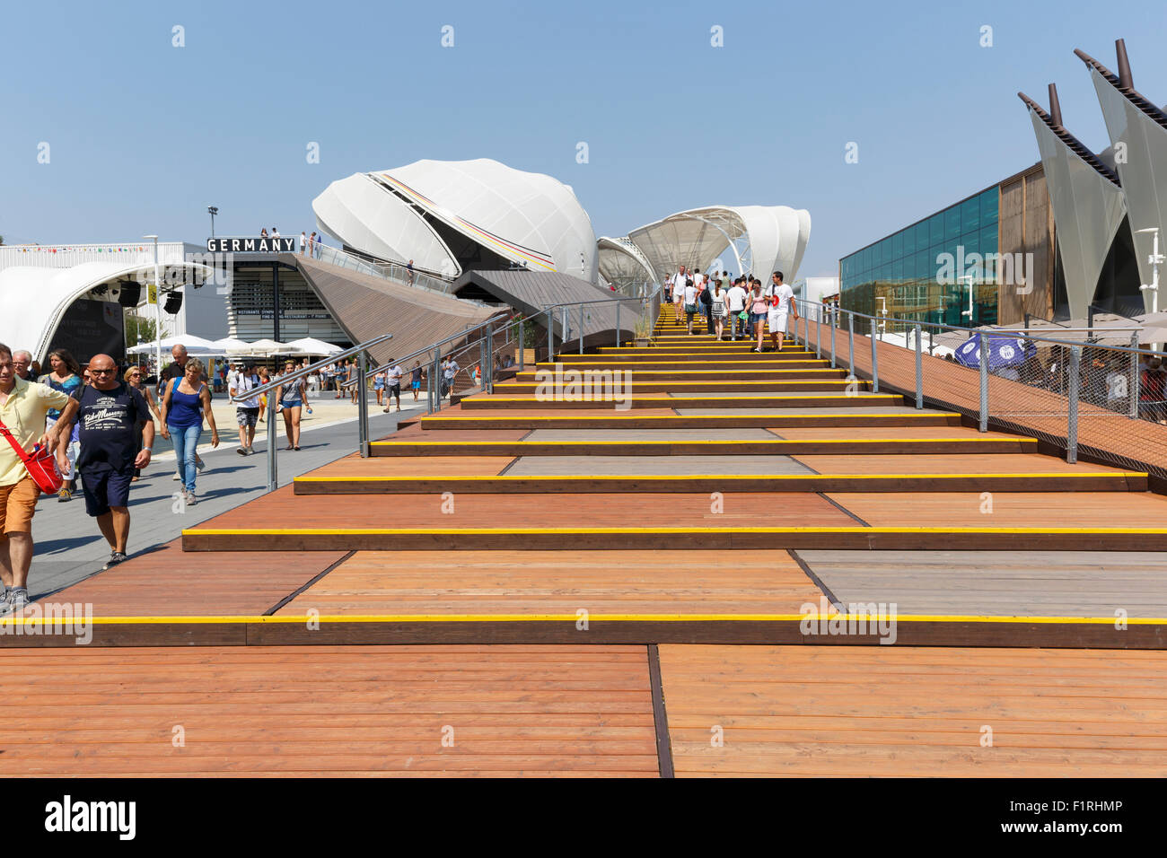 Milan, Italie, 12 août 2015 : Détail du pavillon de l'Allemagne à l'exposition Expo 2015 de l'Italie. Banque D'Images