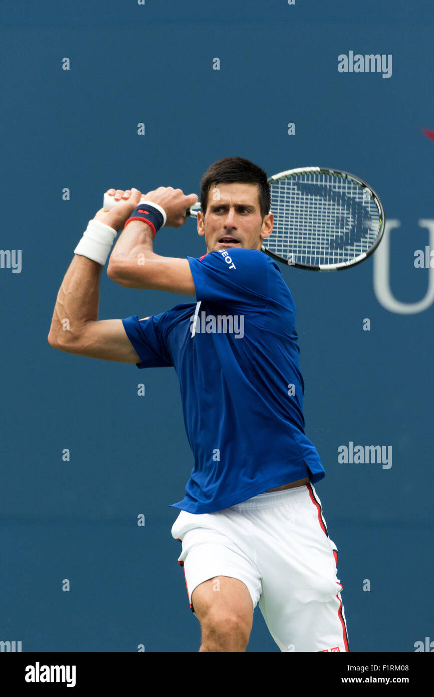 Novak Djokovic (SBR) participent à l'US Open de Tennis 2015 Banque D'Images