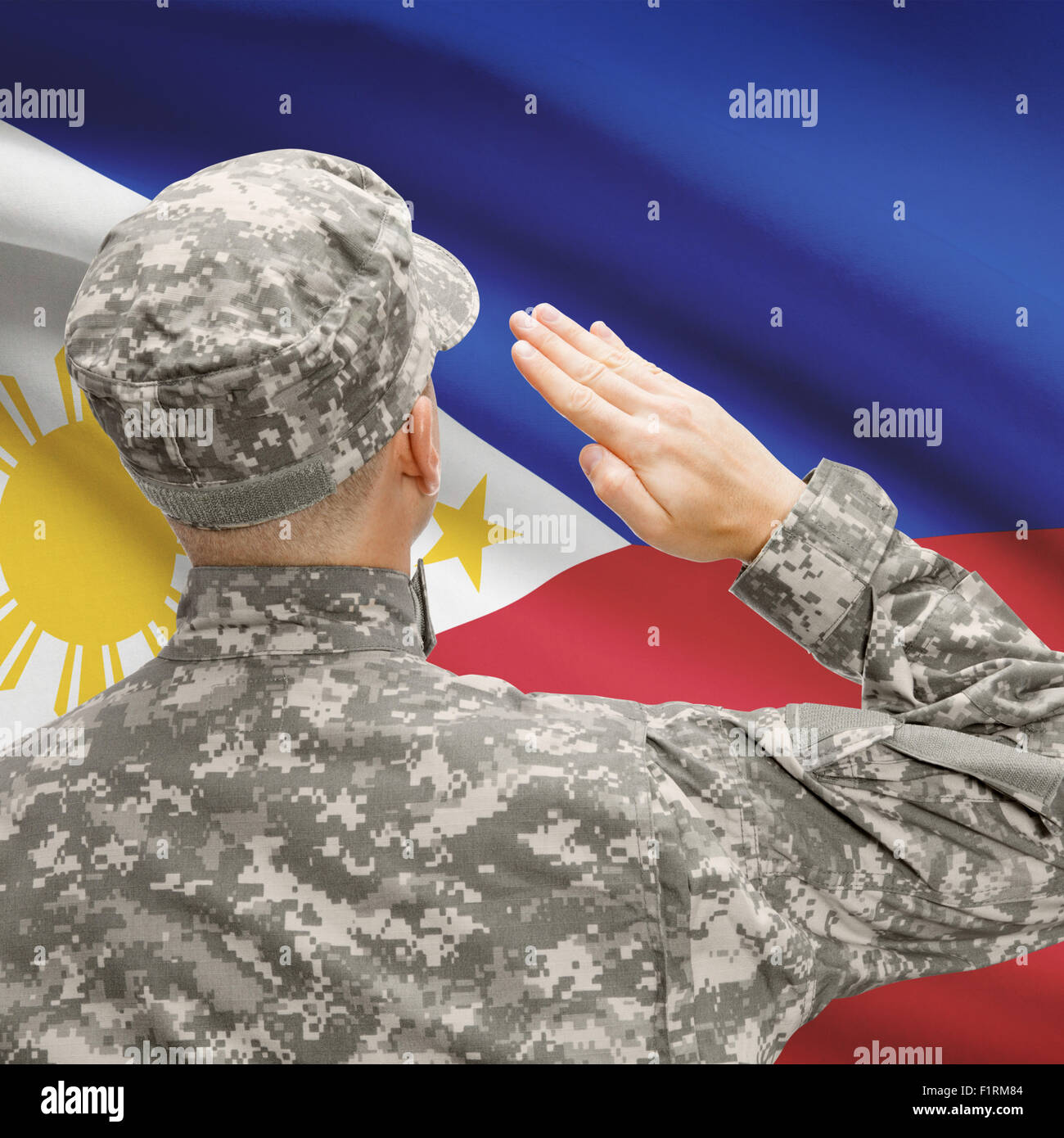 Les forces militaires nationales avec drapeau sur le contexte de la série conceptuelle - Philippines Banque D'Images