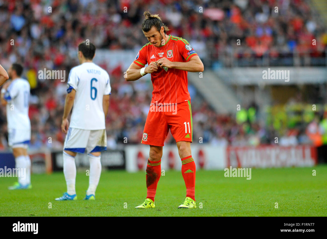 Cardiff, Wales, UK. 6 Septembre, 2015. Qualification Euro 2016 : Pays de Galles v Israël au Cardiff City Stadium. Gareth Bale de galles EDITORIAL UNIQUEMENT. Credit : Phil Rees/Alamy Live News Banque D'Images