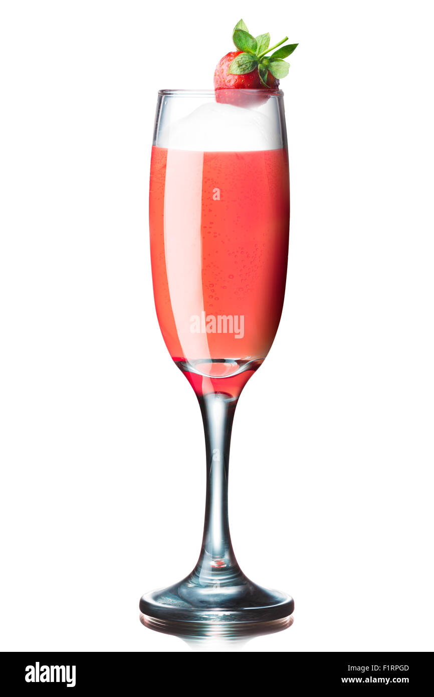 Rossini boissons cocktail (une sorte de famille célèbre Bellini avec purée de fraises fraîches) Banque D'Images