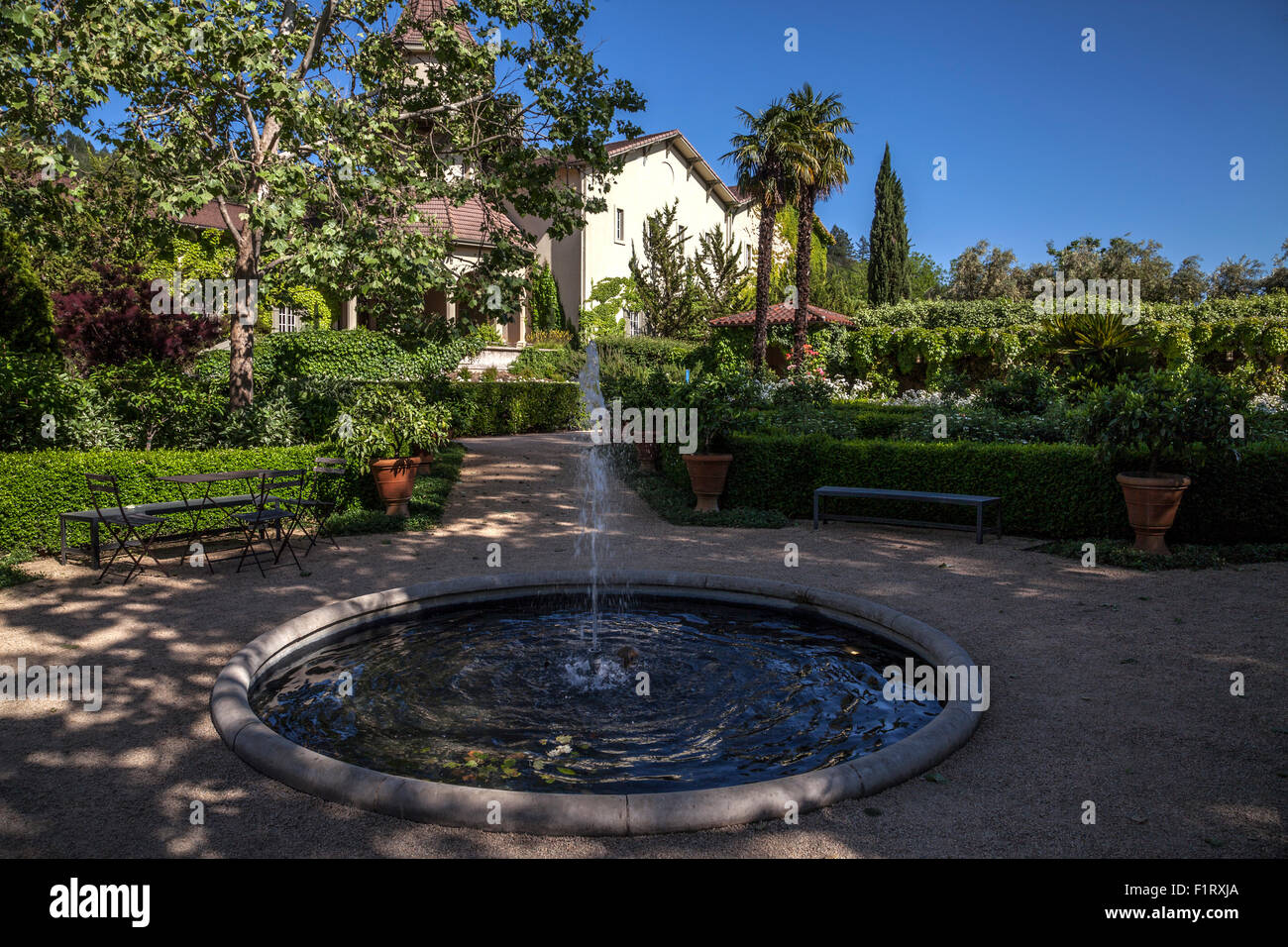 Jardin intérieur Chateu St. Jean Winery, Kenwood, Sonoma, California, USA Banque D'Images