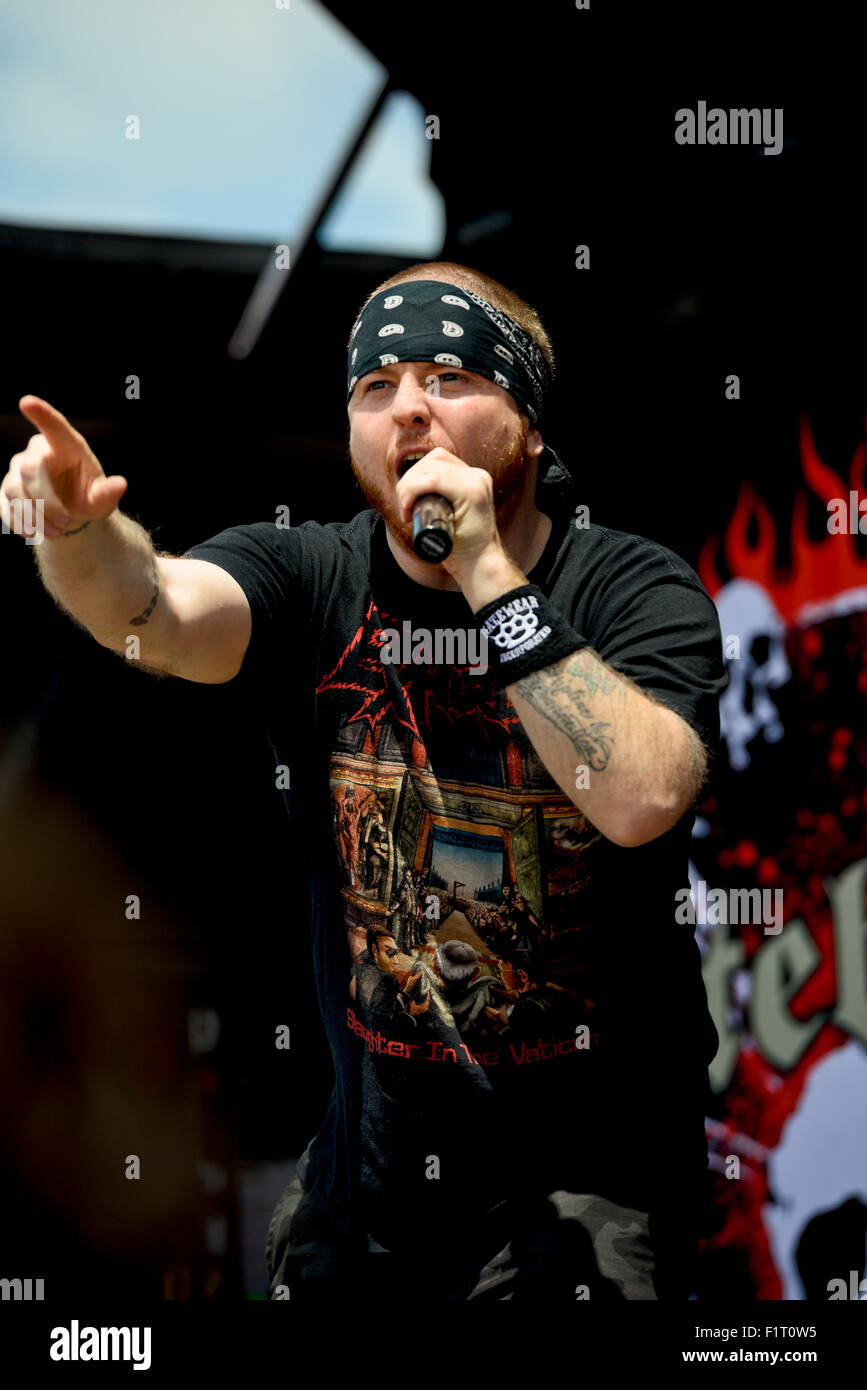 Jamey Jasta, de la bande 'Hatebreed' l'exécution de la st 2015 Rébellion Caroline Monster Energy Banque D'Images Jamey Jasta, de la bande 'Hatebreed' l'exécution de la st 2015 Rébellion Caroline Monster Energy Banque D'Images