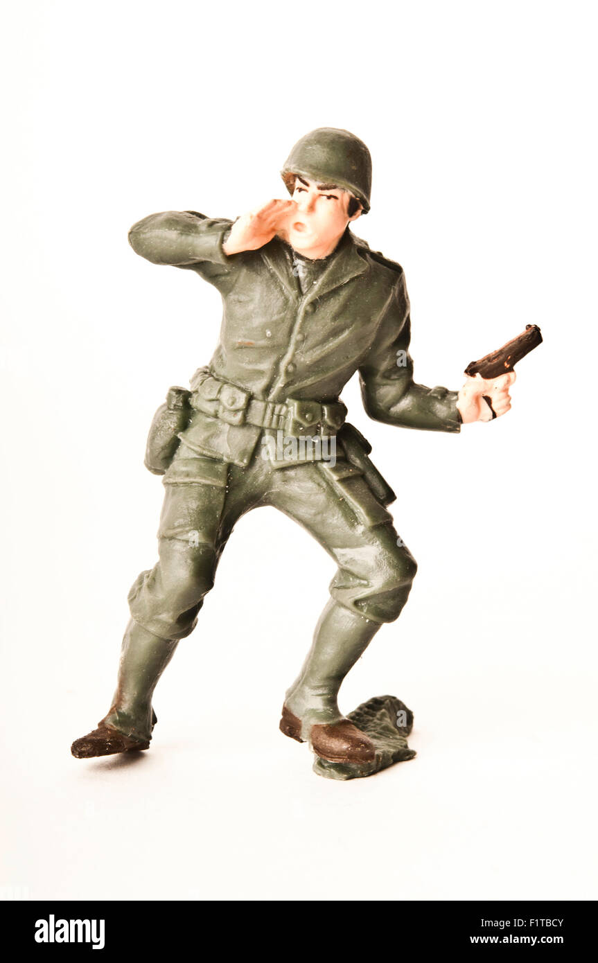 WWII US jouet en plastique des troupes isolées soldat Banque D'Images
