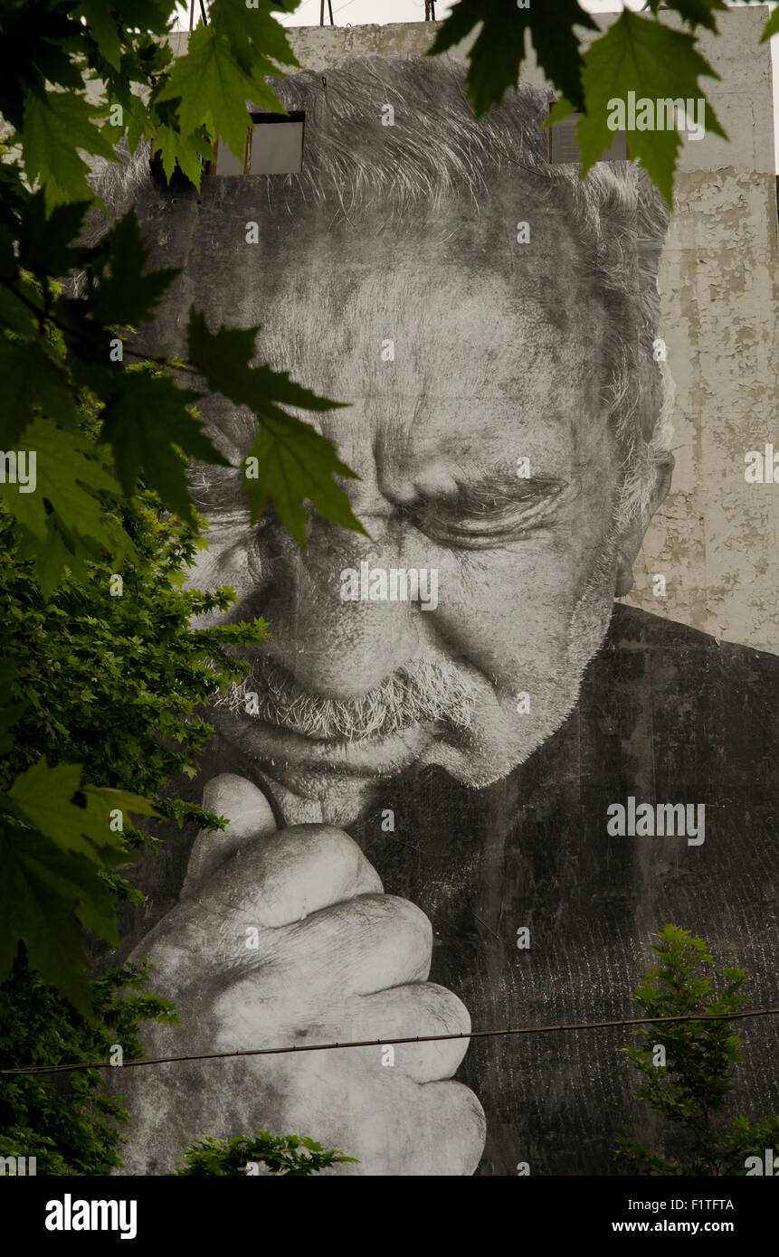 Les rides de la ville Street Art Istanbul par l'artiste français JR Banque D'Images