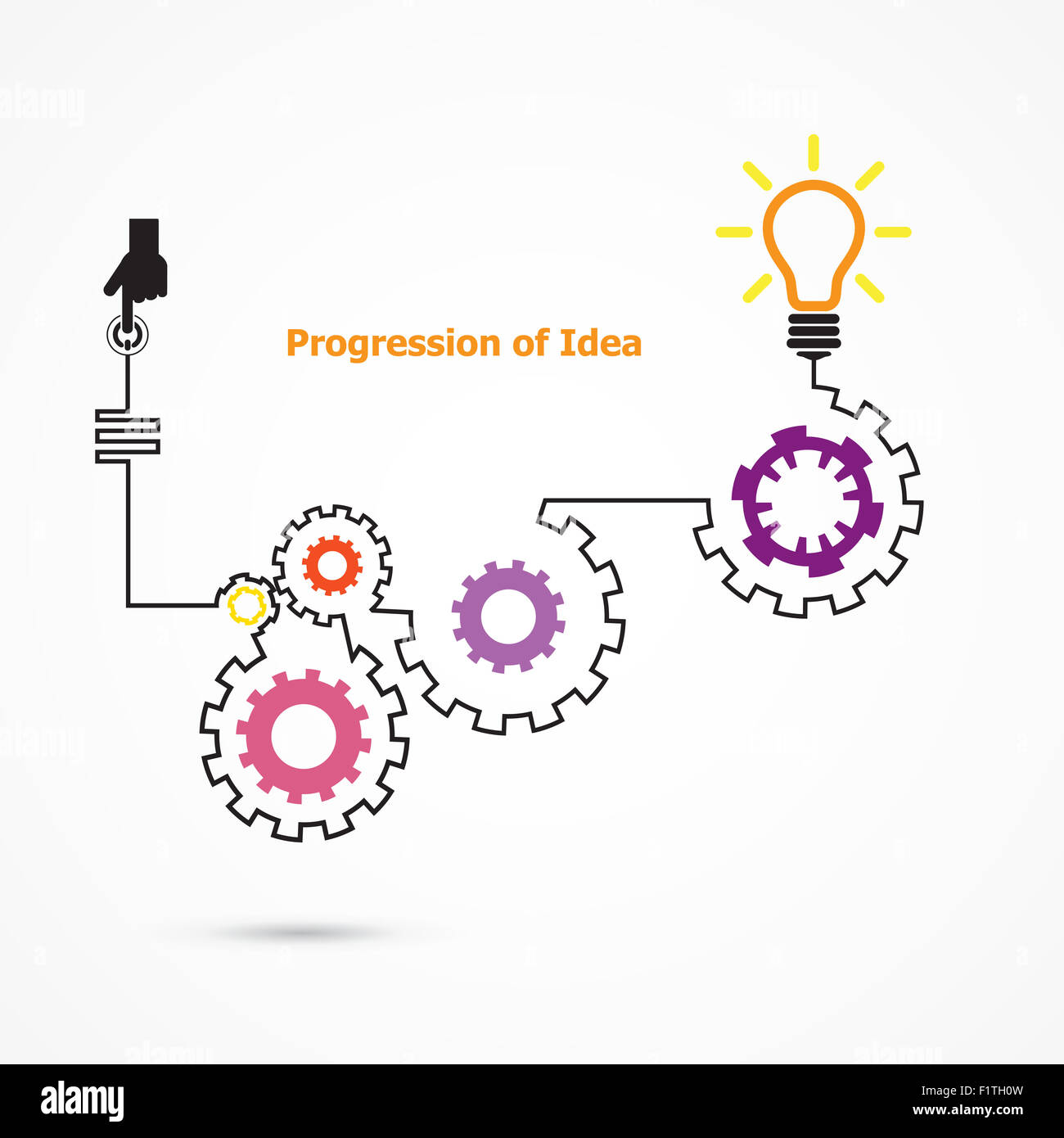 Ampoule Lumière créative avec symbole de forme linéaire d'engrenage. La progression de l'idée concept. L'entreprise, de l'éducation et l'idée de l'industrie. Banque D'Images