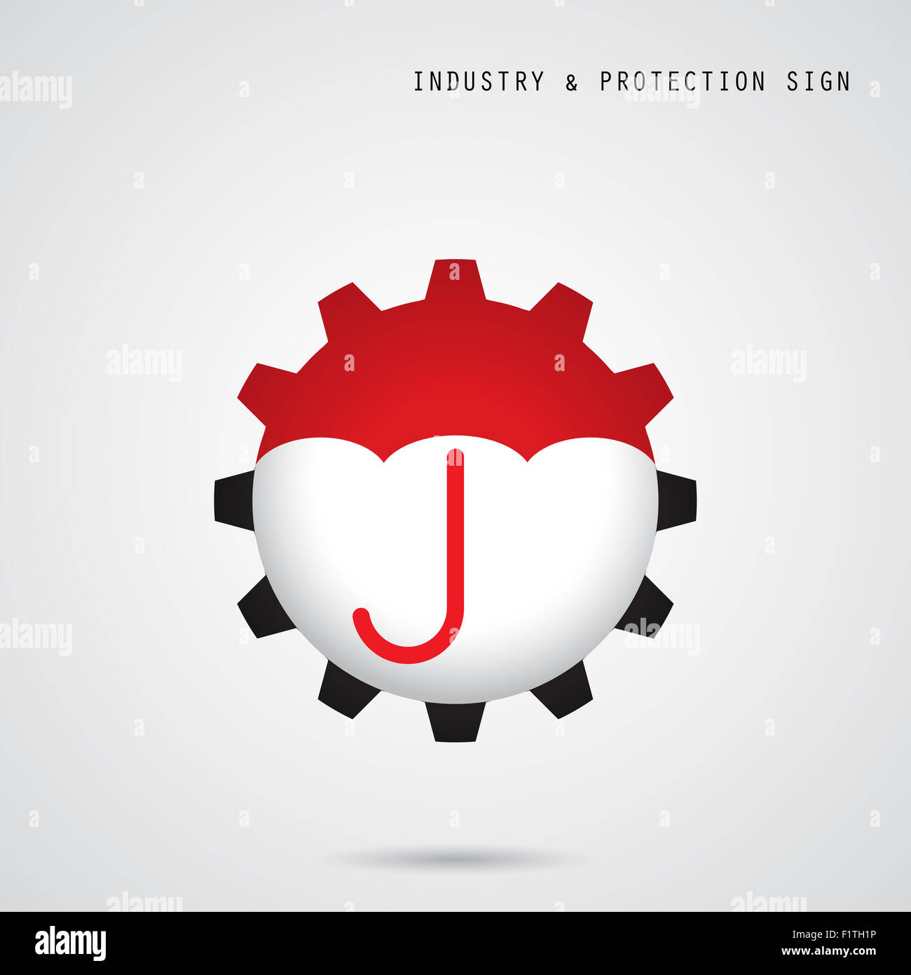 Inscrivez-parapluie et icône de l'engrenage. L'industrie, protection de l'environnement et concept de sécurité. Vector illustration Banque D'Images