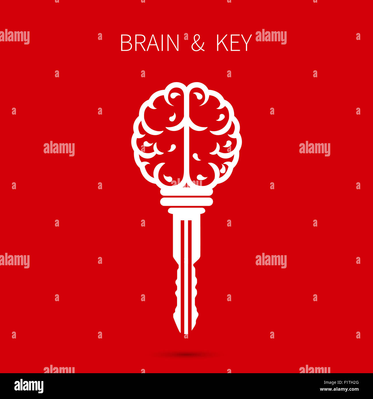 Signe du cerveau créatif avec symbole de clé. Clé du succès. L'entreprise et de l'éducation idée concept. Banque D'Images