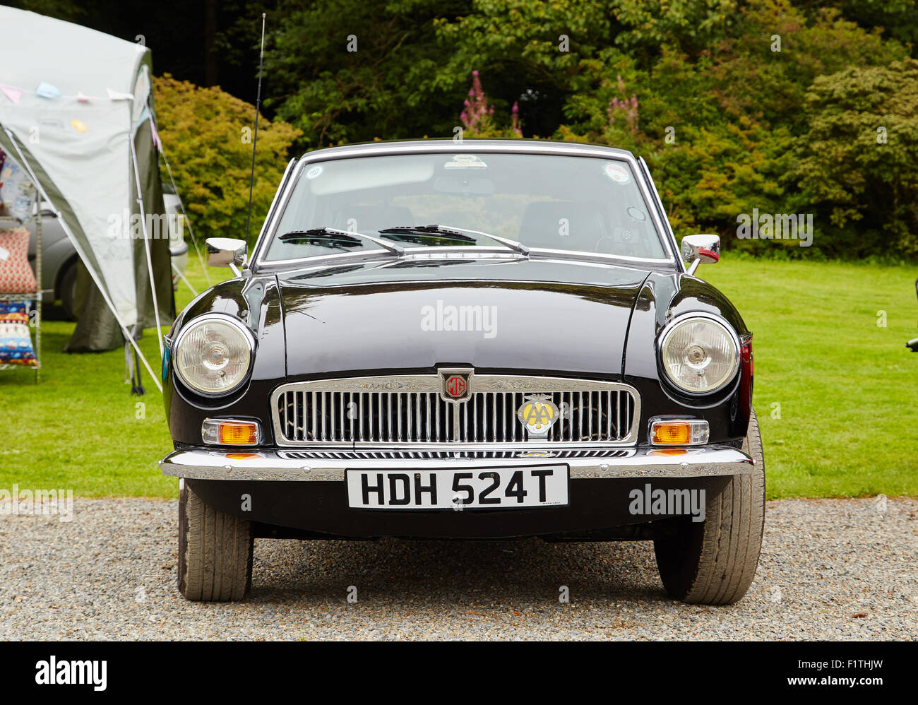 Une MGB GT Noir à Picton Castle Vintage car rally, Pembrokeshire, Pays de Galles. Banque D'Images