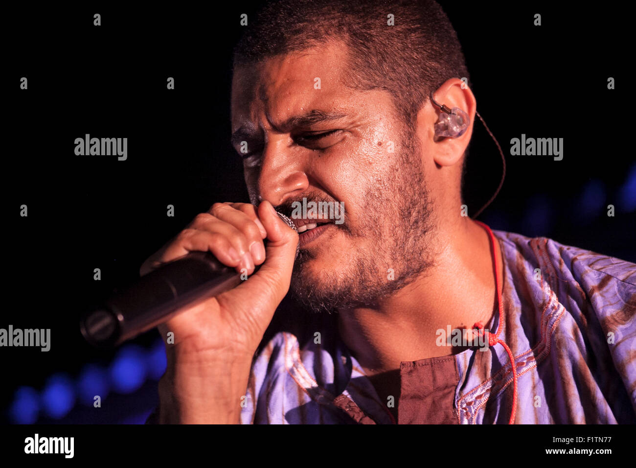 Criolo fonctionne à Dromos Festival à Mogoro, Sardaigne, 1er août 2015 Banque D'Images