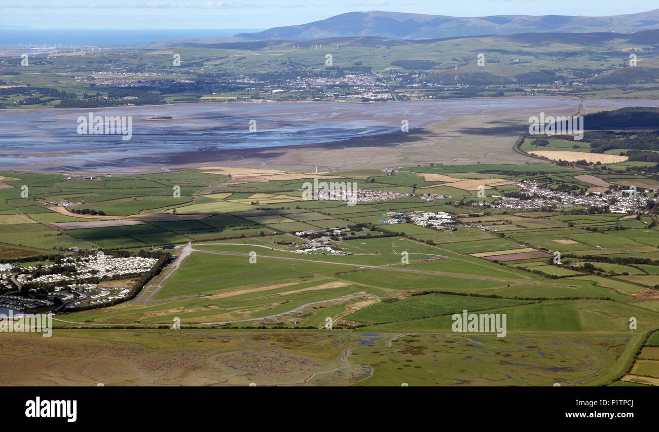 Vue aérienne de l'Aérodrome de Cark, Nord Ouest Le Centre de parachutisme skydive nord-ouest, près de Grange-over-Sands, Cumbria, UK Grange-over Banque D'Images