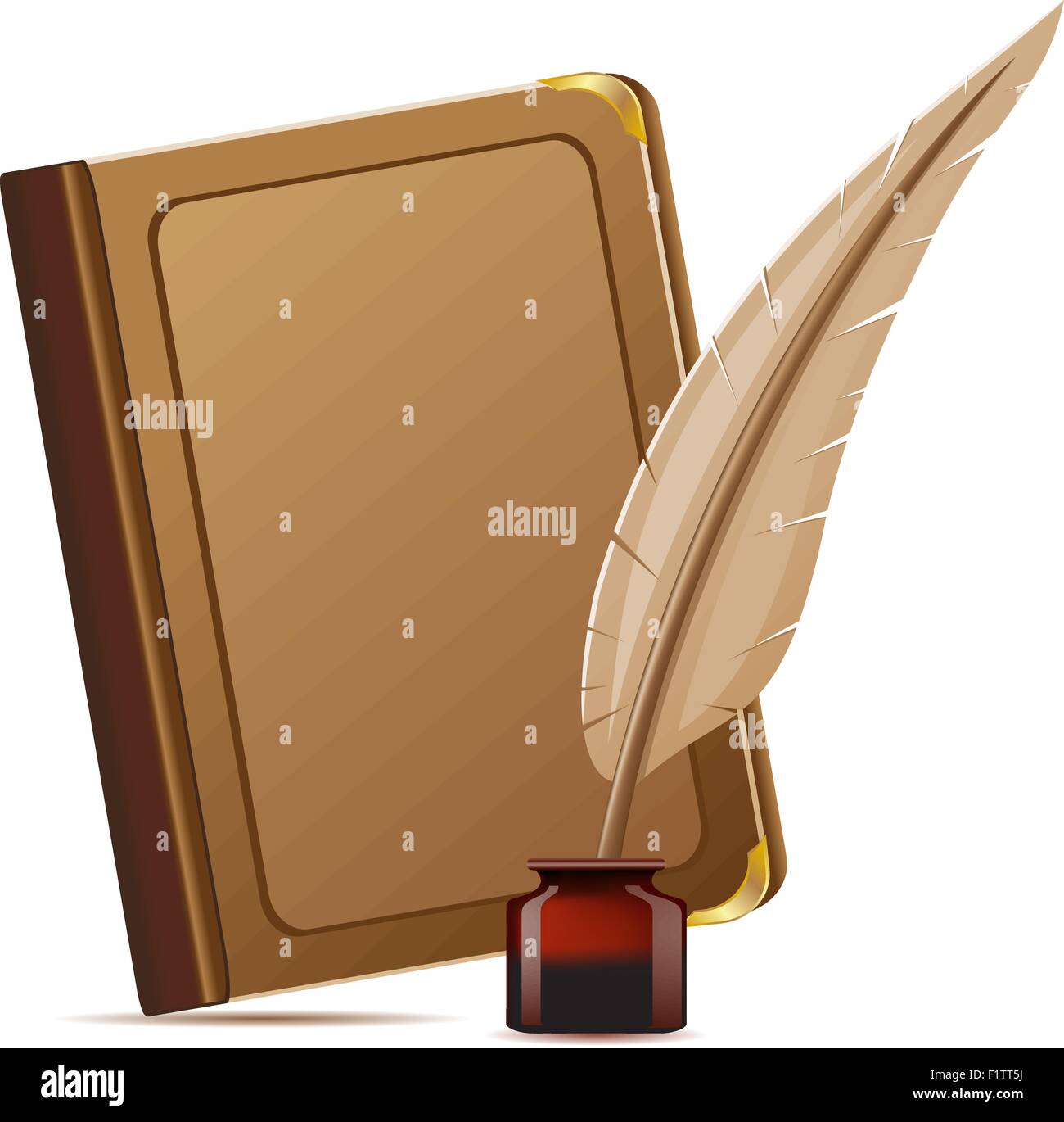 Réservez et plumes avec les encres vector illustration Illustration de Vecteur