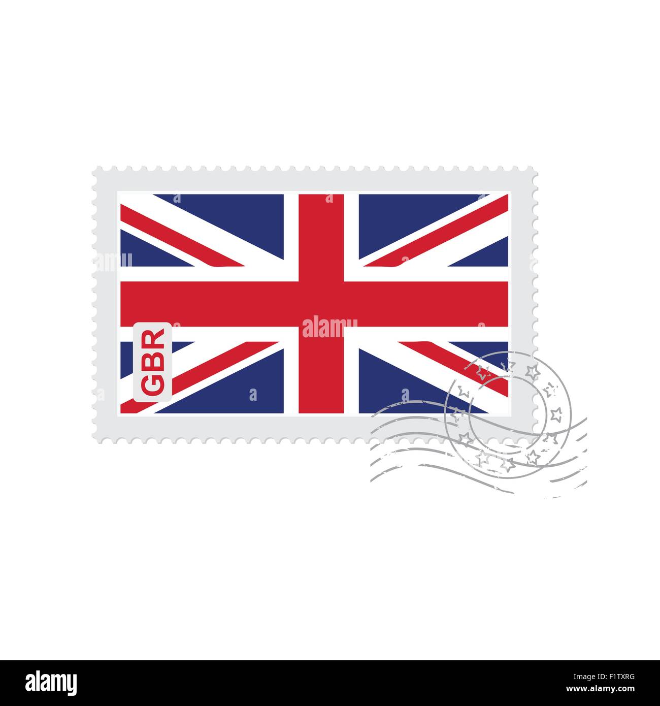 Drapeau britannique vieux timbre-poste isolé sur blanc vector illustration Illustration de Vecteur