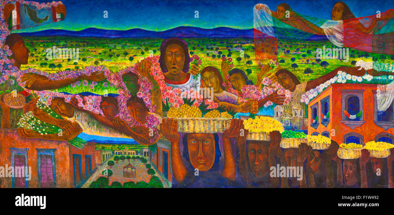 Los colores de Oaxaca peint par Rodolfo Morales en 1996 sur l'affichage dans le Museo de los Pintores Oaxaquenos - Oaxaca, Mexique Banque D'Images
