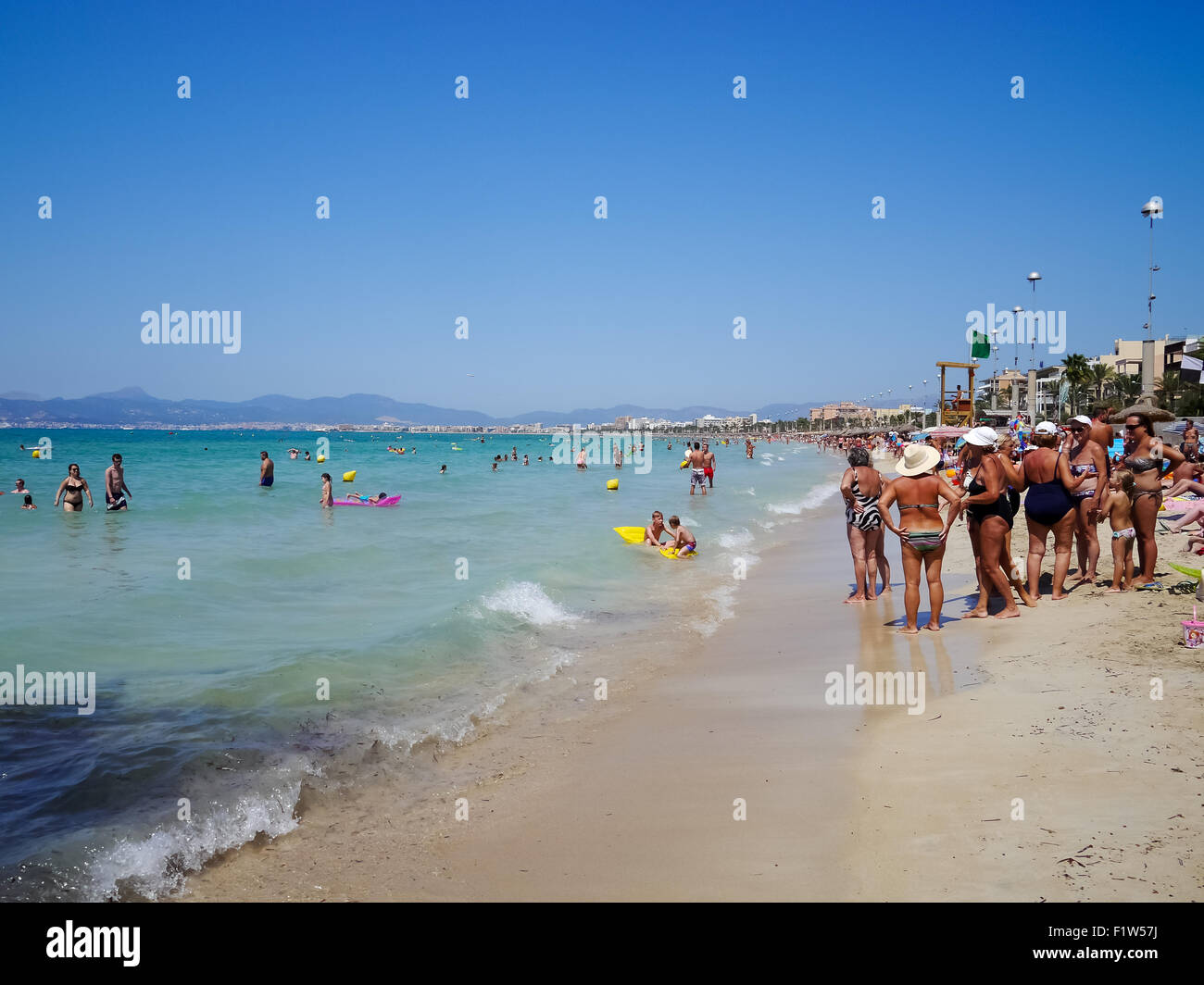 La plage d'El Arenal, Majorque, Îles Baléares, Espagne Banque D'Images