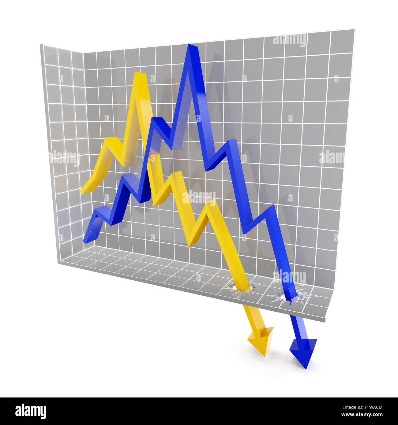 Graphique avec tendance à la baisse Banque D'Images