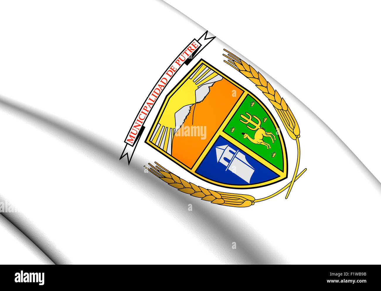 Drapeau de la 3D Putre, le Chili. Close Up. Banque D'Images