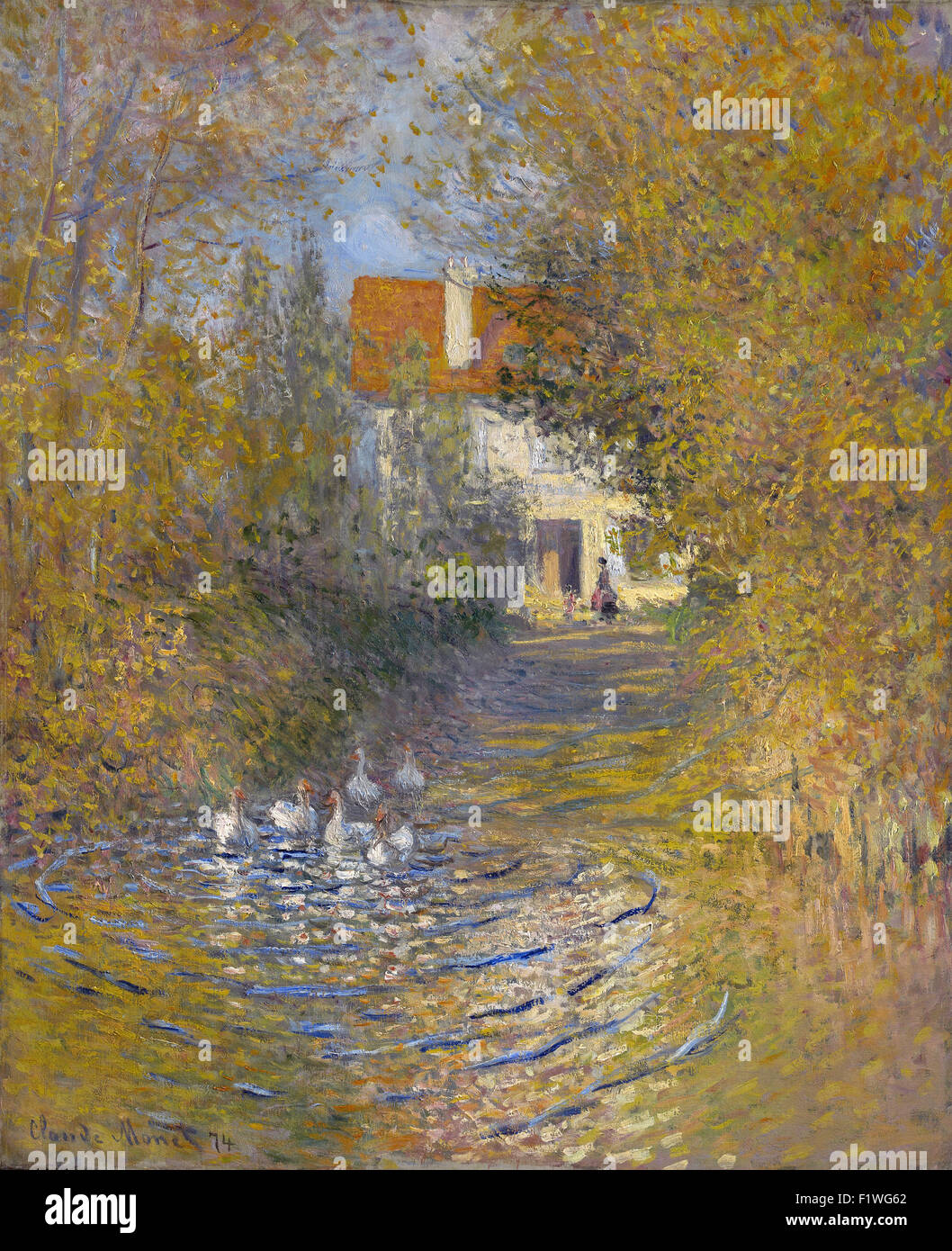 Claude Monet - Les Oies dans le ruisseau Banque D'Images