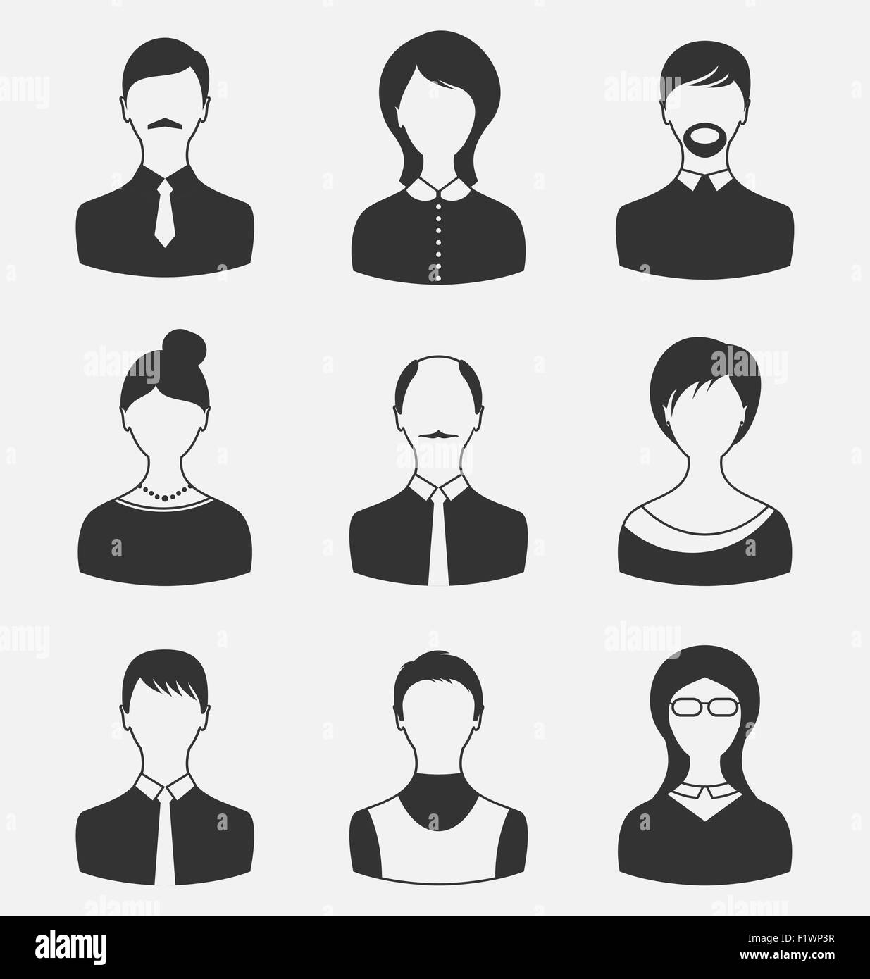 Définir les gens d'affaires, hommes et femmes différents avatars d'isol Illustration de Vecteur