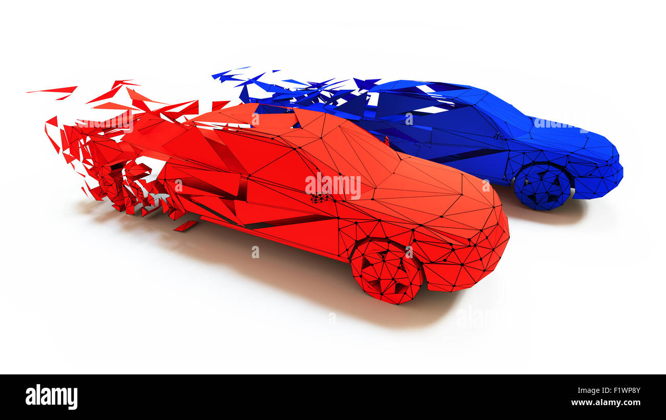 Poly-faible course de voitures de style. Concept 3d Banque D'Images