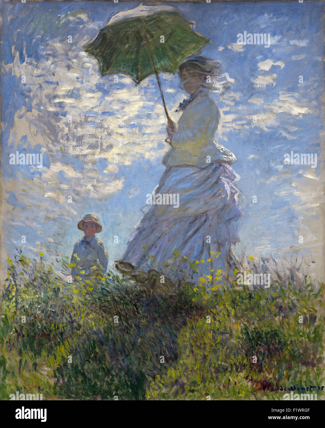 Claude Monet - Femme avec un parasol Madame Monet et son fils Banque D'Images