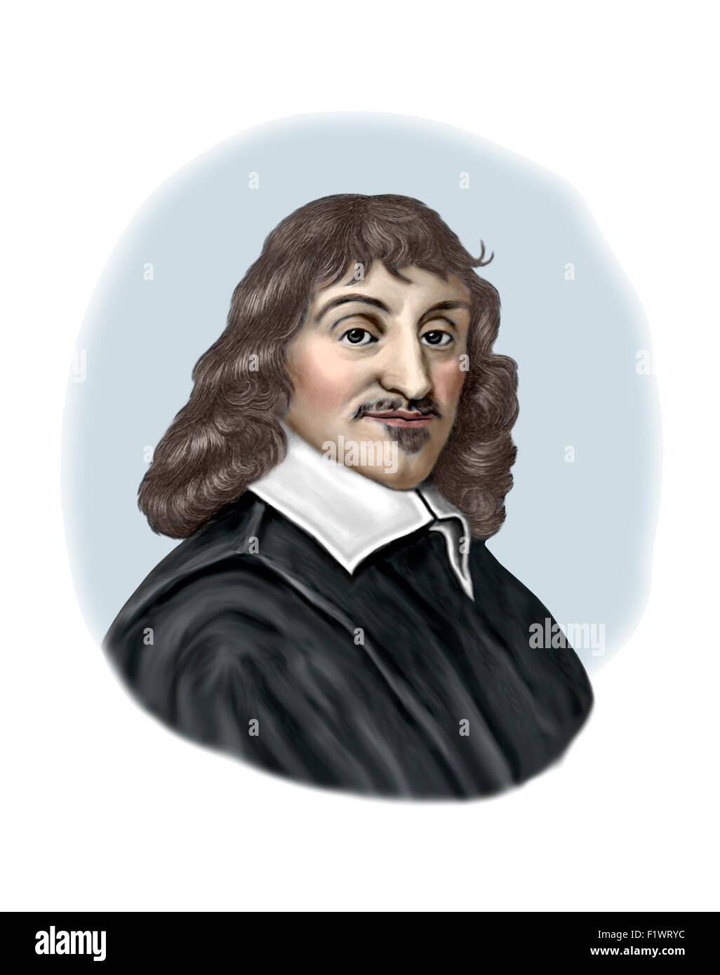 René Descartes Portrait Illustration moderne Banque D'Images