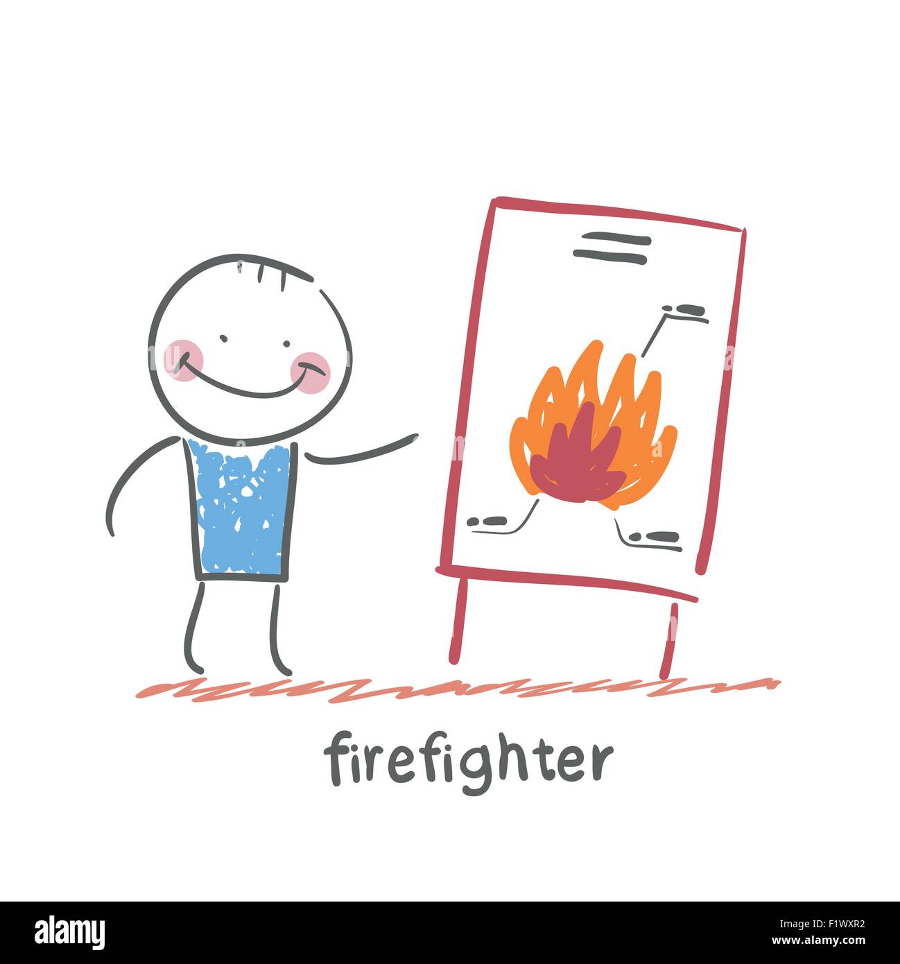 Pompier. Fun cartoon style illustration. La situation de la vie. Illustration de Vecteur