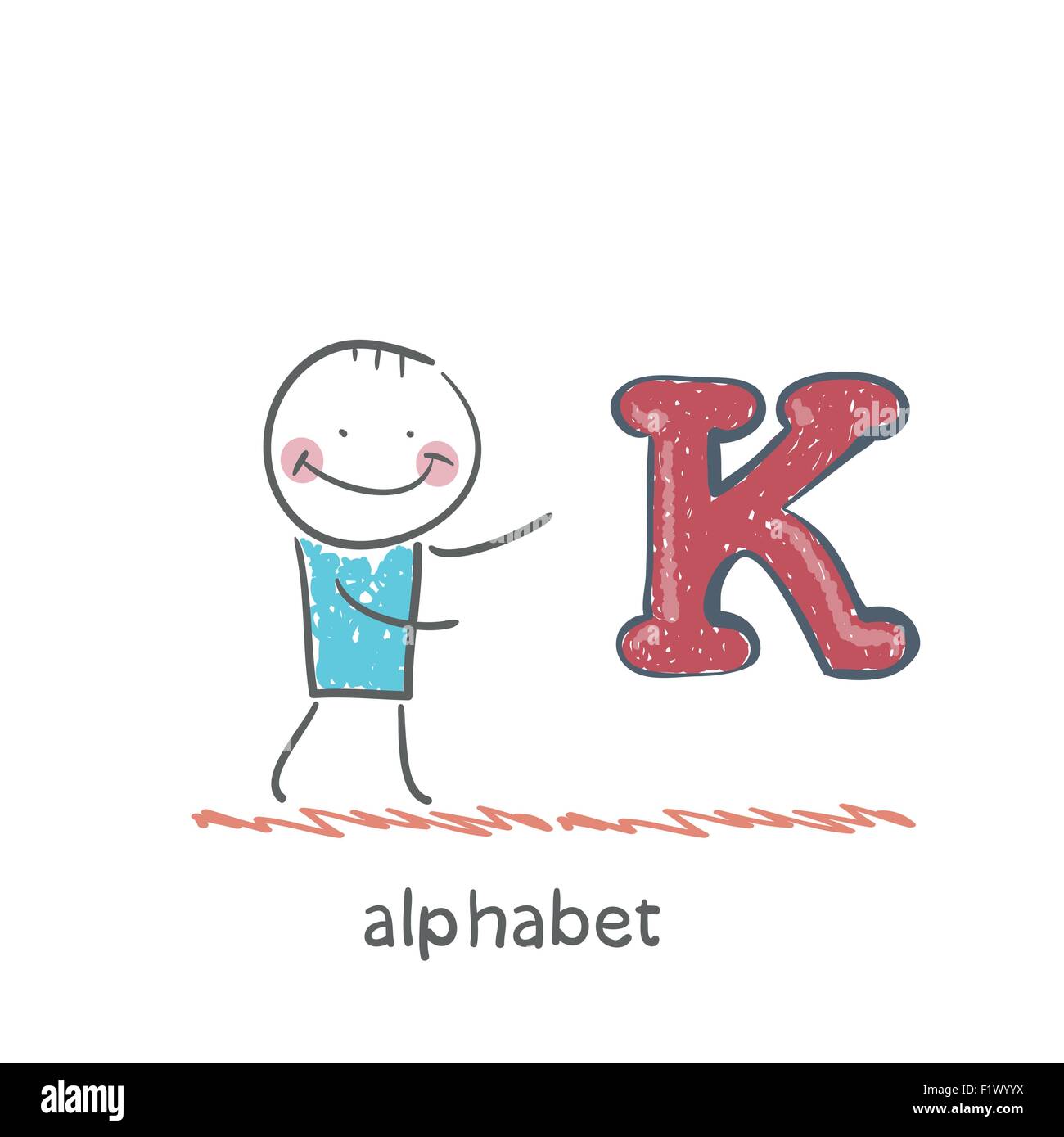 Homme debout avec une lettre de l'alphabet Illustration de Vecteur