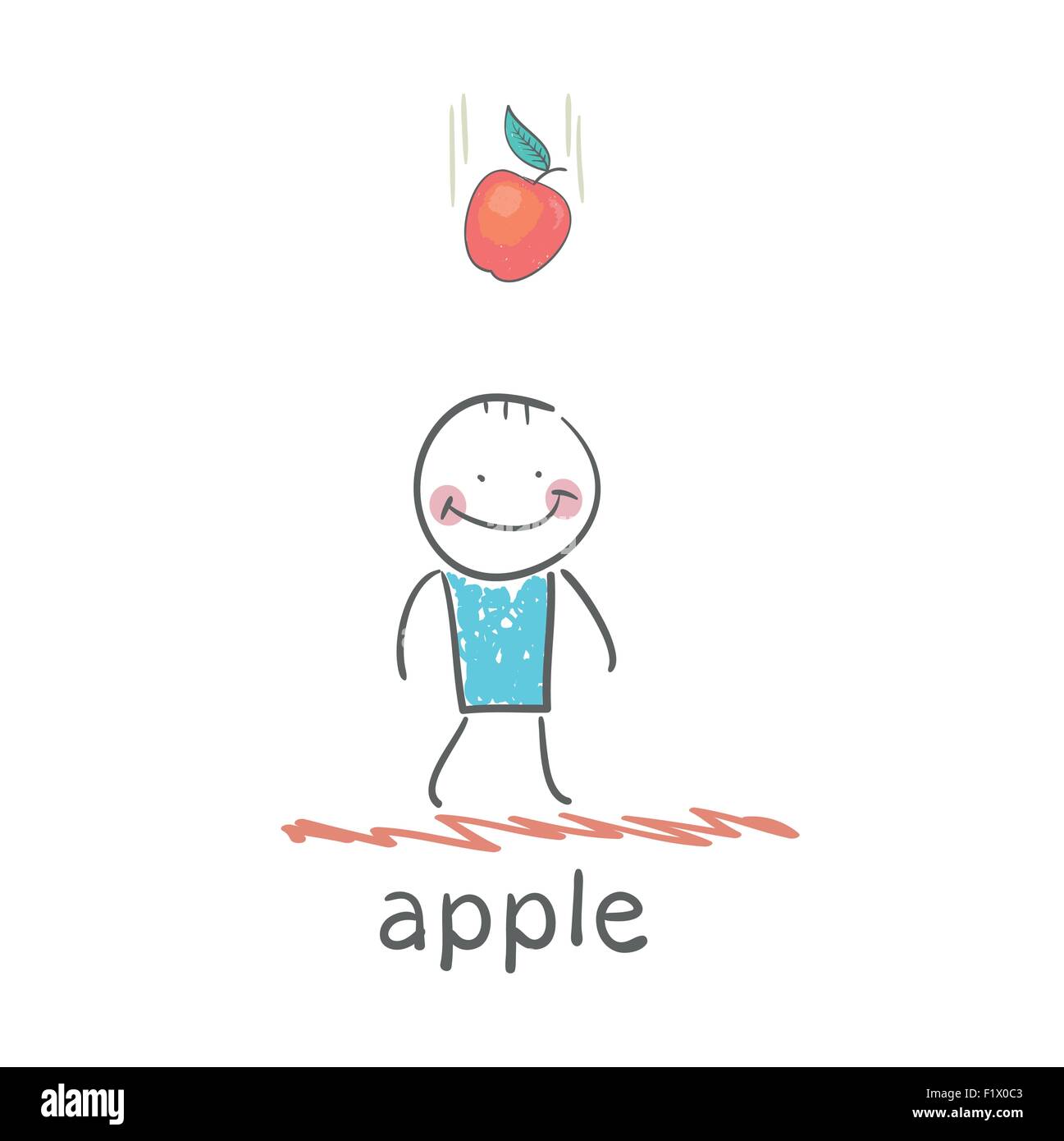 L'homme se laisse tomber dans un apple Illustration de Vecteur