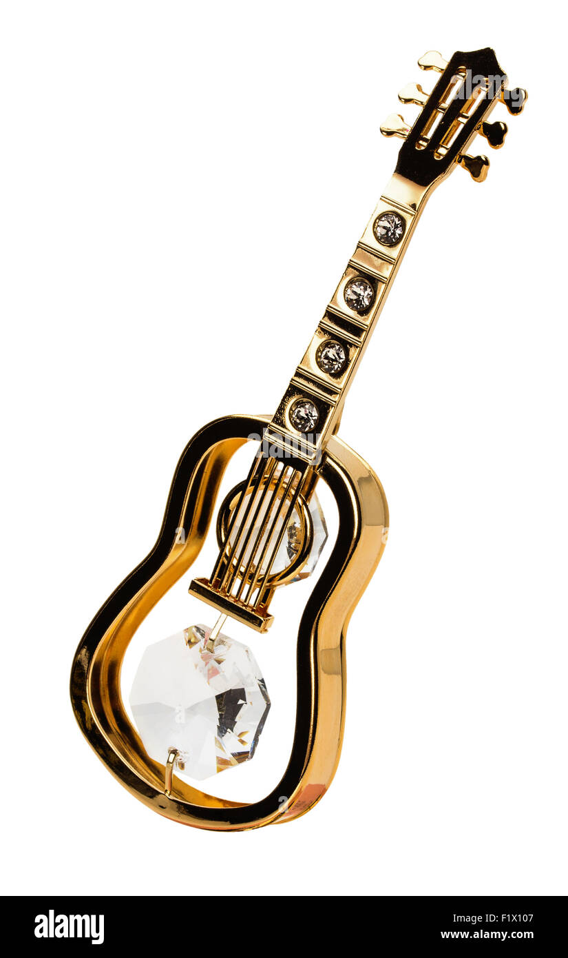 La guitare d'or sur le fond blanc Photo Stock - Alamy