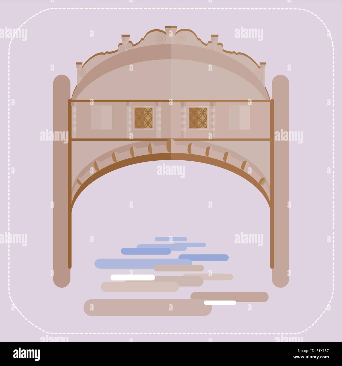 Pont des Soupirs de Venise. En gondole Gondolier icône. Illustration de Vecteur