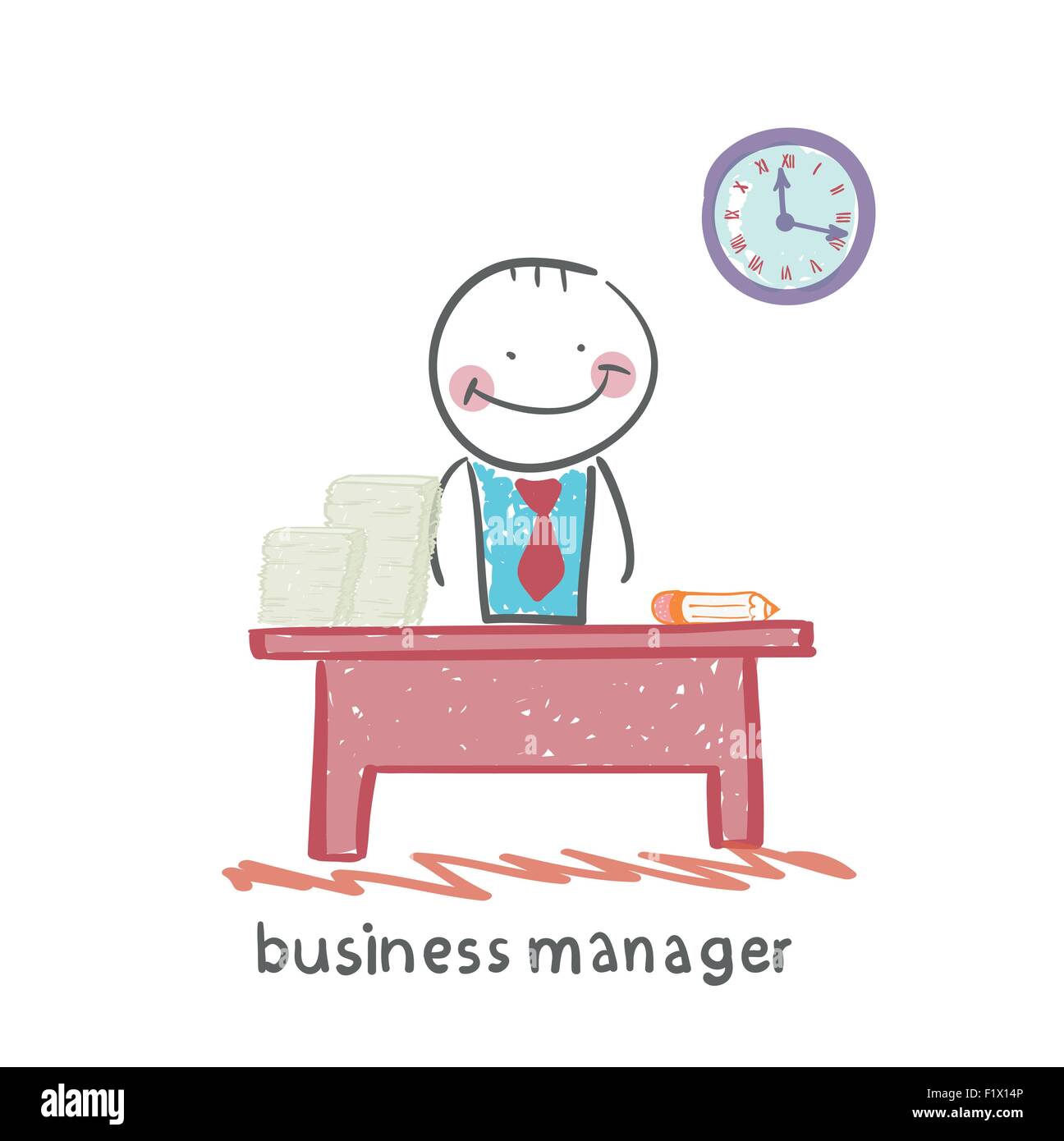 Business Manager à son lieu de travail Illustration de Vecteur