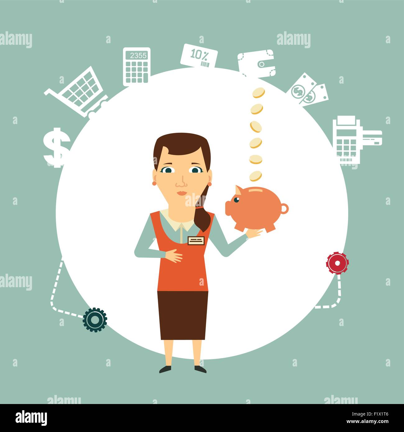 Le vendeur conserve l'argent dans le cochon illustration Illustration de Vecteur Le vendeur conserve l'argent dans le cochon illustration Illustration de Vecteur