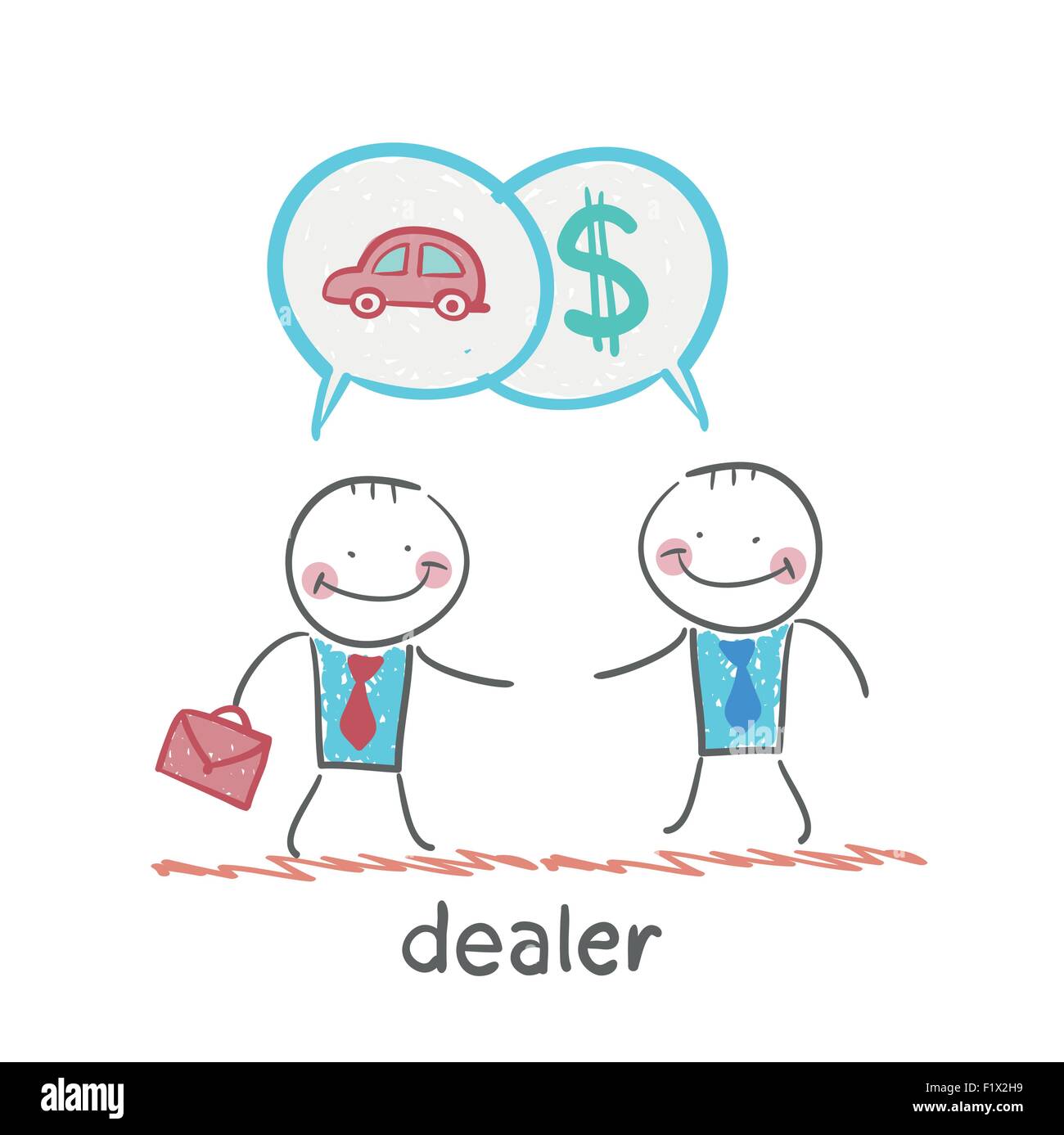 Dealer pense de devises, maison, voiture, argent Illustration de Vecteur